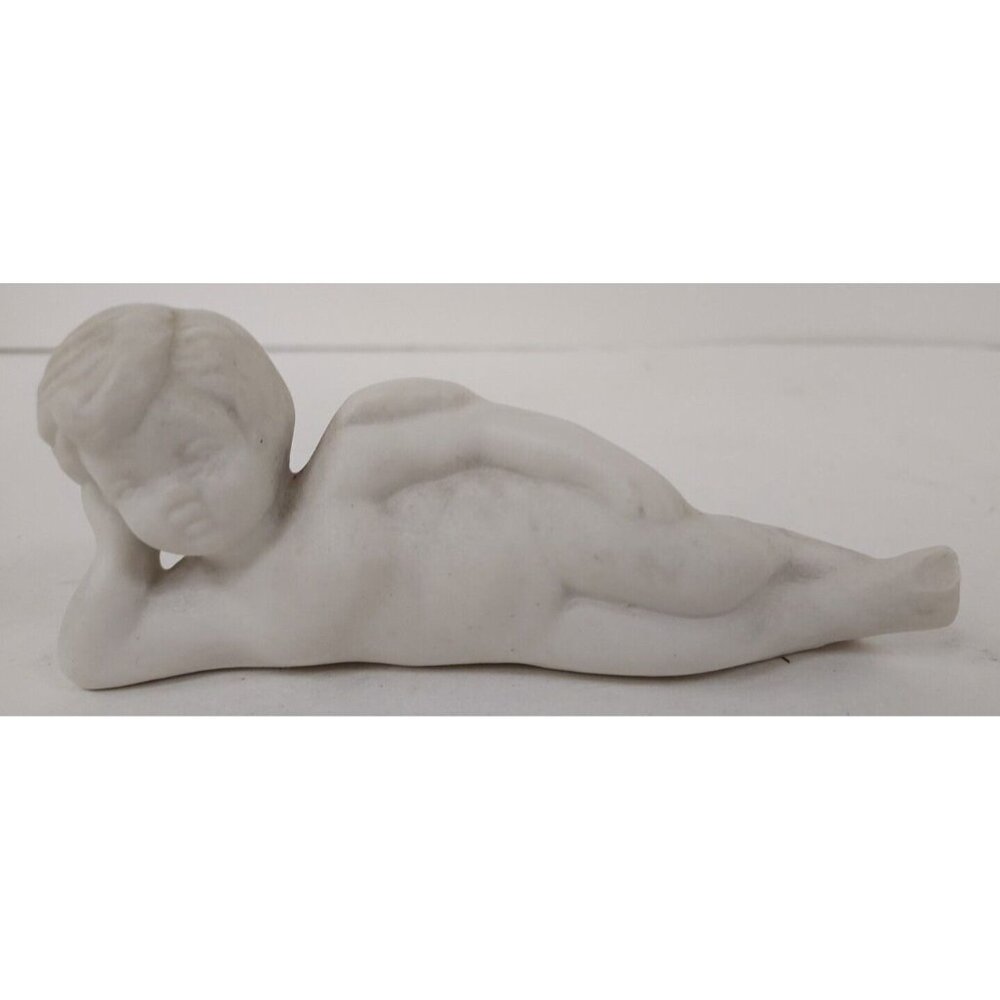 Angel Figurine- Laying on Side- Ceramic Bisque- Flawed white